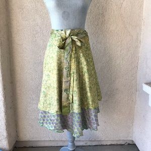 Darn Good Yarn Sari Silk Wrap Skirt M/L Coachella